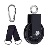 Kugooyi Umlenkrolle Seilrolle mit Hängegurt Karabiner, 360° Schwenkbar Kabel Pulley für Schaukelzubehör Wäscheleine Latzugstange Seilzug Fitness DIY Heim-Fitnessgeräte (90 mm)