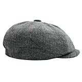 KeepSa Herren Schirmmütze,8 Panel Newsboy Stil,Peaky Fischgräten Tweed Schiebermütze, Retro Flat Cap Gatsby Mütze Golf Cap