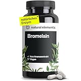 natural elements Bromelain - 400 mg (2000 F.I.P) - 90 magensaftresistente Kapseln - Natürlicher Ananas Extrakt - Laborgeprüft, hochdosiert und in Deutschland produziert