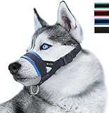 Maulkorb aus Nylon um Hunde vom Beisen, Bellen und Kauen abzuhalten, anpassbare Schlinge (S,Blau)