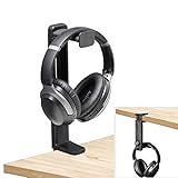 NEETTO HS906 Halterung & Ständer für Kopfhörer, 2-in-1, oben & unten, Desktop-Halterung, Gaming-Headset und Klammer, höhenverstellbar und drehbar, Montagehaken, Kopfhörerhalterung mit Kabelclip