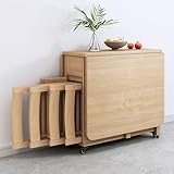 Ausziehbares Massivholz Esstisch Set für 4-6 mit Klappstühlen Perfekt für Küche & Wohnzimmer - Platzsparender Esstisch & Stuhl Combo