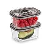 CASO VacuBoxx Eco-Duo S - Vakuum-Frischebehälter / 2 Behälter mit je 500 ml / für druckempfindliche und flüssige Lebensmittel / BPA-Frei / hitzebeständig, spülmaschinenfest, gefriergeeignet