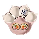 Zahoken Silikon Kinderteller - Mahlzeittablett mit Katzenkrallenform - Silikon Speiseteller für Kinder, kraftvoller Saugnapf für Baby, geteiltes Tablett, für Familie