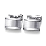 HONEY BEAR Herren Manschettenknöpfe Hochzeit Cufflinks Manschettenknopf Gebürstet-Silber Edelstahl (Silber)