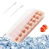 RYAN Eiswürfelform Herz,24 Fächer Eiswürfelform,Eiswürfelform Silikon mit Deckel,Silikonform Eiswürfel Geeignet Für Bier,Getränke,Whiskey,Cocktails und Schokolade mit 2 Stücke Tropfer