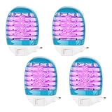 4 Stück Mückenlampe, Insektenvernichter Elektrisch, Mückenschutz Steckdose mit UV LED, Keine Giftige, Mückenstecker Moskitoschutz Fliegenfalle Elektrisch Mückenfalle für Küche, Schlafzimmer