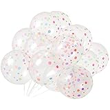 TOPPERFUN 50Stücke Transparente Luftballons mit Bunten und Geburtstagsdekorationen Langlebige Premium Latexballons für Unvergessliche Feiern für Partys