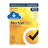 Norton 360 Deluxe 2024, 5 Geräte, Antivirus, Secure VPN, Passwort-Manager, 15-Monate-Abonnement, PC,Mac,Android,iOS, Aktivierungscode per Email