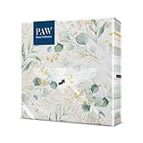 PAW - Servietten 3-lagig (33 x 33 cm) I 20 Stück I Perfekt für Geburtstage, Partys, Hochzeiten, Kommunion und Feiern I Tischdeko Elegante Papierservietten - Goldener Eucalyptus I Golden Eucaliptus