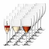 Leonardo Poesia Wein- und Sektgläser Set 18-teilig, Spülmaschinengeeignete Stielgläser, Gläser für Rotwein Weißwein und Sekt, Starter-Set für 6 Personen, Glas, Klar