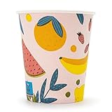 Wellsamed WELLSACUP 100 Stück Pappbecher 180 ml, Motiv Sommer, geeignet für Heiß- und Kaltgetränke, Party, Picknick, Grillen