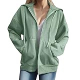 Zipper Hoodie Oversize Sweatjacke Damen Mit Kapuze -Damen Kapuzenpullover Sweatjacke Sweatshirt Farbvarianten Kapuzenjacke Kapuzenpulli Kapuze Langarm Hoodie Sport Style Casual Fitness Training Basic