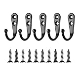 FuzlPnag 5 Stück Kleiderhaken Garderobenhaken Schwarz, Garderoben Haken Kleiderhaken, Kleiderhaken Wandhaken für Garderobe, Mantelhaken, Huthaken, Wand Haken