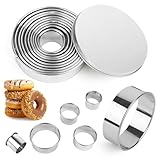 11 Teiliges Set Edelstahl Ausstechformen Ring,Plätzchen Ausstecher Rund,Runde Cookie Cutter mit Aufbewahrungsbox,Donut Ausstecher Ring,Keksform,Formen für Doughnuts,Kekse,Gebäck
