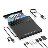 Externes Blu-ray Laufwerk, DVD/BD Player Lesen/Schreiben, Blu-ray Laufwerk, Externes USB Laufwerk mit 4 USB Ports und 1 SD/TF Slot USB 3.0 Type-C Blu-ray Laufwerk Drive für Laptop PC Windows Mac OS