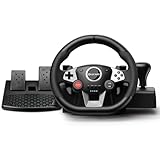 VooFun Racing Wheel, Gaming Lenkrad Kompatibel für PC/ PS4/ Switch/ PS3/ Xbox One/Xbox 360, PC Lenkrad mit Pedalen, 270 Grad, Programmierbare Tasten, Vibrationen Feedback, Schwarz