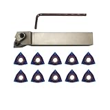 Hunricho 3/4 Zoll 20mm rechtsschneidender CNC-Drehmaschinen-Hartmetall-Excircle-Wendeschneidwerkzeughalter-Bitsatz MWLNR2020K08 mit 10 Stück WNMG080408 Wendeschneidplatten aus Hartmetall