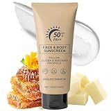 Rindertalg Sonnencreme LSF 50+, Beef Tallow Sonnenschutz für Gesicht und Körper, Wasserdicht Feuchtigkeitsspendende Tallow Sunscreen gegen UVA & UVB, Leichte, Schnell einziehend, Nicht Fettend