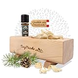 Duftspender aus Zirbenholz - 10 ml Bio Zirbenöl - Zirbenspäne - Raumduft für Schlafzimmer - Woodwork Aroma Diffuser - natürlicher Zirbenduft - Holzdeko