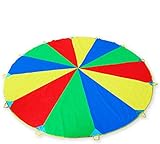 12ft/ 3.5m Schwungtuch Fallschirm Spielzeug für Kinder und Familie, Bunt Fallschirm Parachutes Spielzeug - ideale für Indoor Outdoor - für stundenlanges Spiel und Unterhaltung - Mit Tragetasche