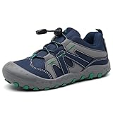 Mishansha Outdoor Wanderschuhe Kinder Trekkingschuhe Jungen Bequem Atmungsaktiv Sportschuhe, Dunkelblau 34 EU