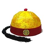 Zhou-long Alte chinesische königliche Kaiserhut Rollenspiel dekorative Cosplay Hut, gelb, 6.8 * 4.5英寸（长*高）