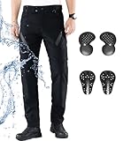 CTBQiTom Motorradhose Herren and Damen Mit Protektoren,Wasserdicht und Atmungsaktiv Motorrad Biker Hosen Mit CE abnehmbaren Schutz,Schwarz,XXL