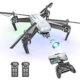 Wipkviey T6 Drohne mit kamera 1080p, RC Quadcopter für Anfänger, WiFi FPV drone mit 2 Batterien, Schwerkraft Sensor, Flip mode, Abflug/Landung mit einer Taste, Headless Mode