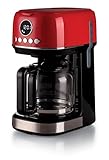 Ariete, Espressomaschine mit Kaffeemühle Moderna 1318, Authentischer Kaffee, Filter für 1 oder 2 Tassen, Maxi-Cappuccino, Automatische Abschaltung, Kaffeemühle mit 250 g Fassungsvermögen, Rot