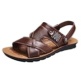 2026 atmungsaktive Herren-Sandalen zum Hineinschlüpfen, für Freizeitkleidung, Strand, Spaziergänge, bequem, leicht, flach, Sommer, Outdoor-Schuhe, braun, 40 EU
