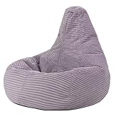 Icon Dalton Sitzsack Kinder, Lila, Flauschiger Cord Stoff, Sitzsack Cord mit Füllung, Bequemer Kinder Gaming Sessel, Kuschelsessel, Lese Sessel, Schlafzimmer, Kinderzimmer, Spielzimmer