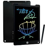 Richgv 12 Zoll LCD Schreibtablett,LCD Writing Tablet,EIN Schlüssel zum Löschen Funktion,Doodle Malen Board, Ultradünn und tragbar,Geschenk für Kinder,Schul Familie Erwachsene Büro (Schwarz)