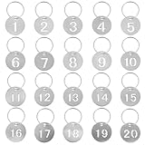 Teaaha 20 Stück Runde Nummer Schlüsselanhänger, Schlüsselringe Mit Nummern, Edelstahl-Nummernschilder Schlüsselanhänger Mit Ringen Für Zahlen 1 Bis 20 Für Schließfächer Hotel Gepäckanhänger