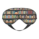 Cartoon-Bücherregal, Bücherwurm, atmungsaktiv, verstellbar, Augenmaske, effektive Schattierung, Augenbinde zum Schlafen, mit Gummiband