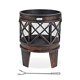 tepro Feuerstelle Gracewood, Feuerschale Outdoor, Feuerkorb für den Garten, mit Schürhaken, Maße ca. 42 x 42 x 53 cm