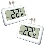 Kühlschrankthermometer, Digital Gefrierschrank Thermometer Mit Gefrierschrank Thermometer Einfach zu lesen LCD Display mit Max/Min Record Funktion Perfekt für Innen/Im Freien/Zuhause(Weiß-2)