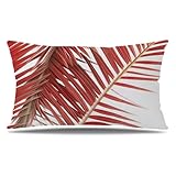 Kissenbezug Rot Kissenbezüge 70x90 cm Blätter Samt Sofakissen, Rechteckige Dekokissen mit Verstecktem Reißverschluss Doppelseitig Gedruckt Couchkissen Lendenkissen, Herbst Deko Wohnzimmer Q9-335