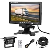 CICMOD Rückfahrkamera mit 7 Zoll TFT LCD Monitor Kabel Rückfahrsystem 12V-24V 18 IR Kamera-Kit Universal Einparkhilfe für LKW Anhänger Bus Van