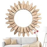 Genérico Wandspiegel aus Holz | Wanddekoration für Schlafzimmer, ästhetischer Spiegel im rustikalen Stil für Flur, Flur und Wohnzimmer