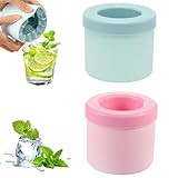 Eiswürfelform Silikon, 2 Stück Runde Eiswürfelformen, Leichtes Entformen, 60 Eiswürfel Pro Füllung, Ideal Für Kaltgetränke (Blau & Rosa)