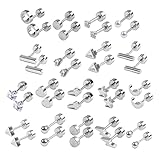 18 Paar winzige Knorpel-Ohrringe Set für Dreieck, Mond, Stern, Herz, Scheibe, flache Rückseite, Ohrringe, Edelstahl, Ohrring