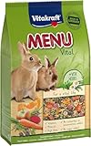 Vitakraft Menu Vital, Zwergkaninchen Futter, mit Luzerne, mit Apfel, mit Kürbis, angereichert mit Kräutern, ohne Zusatz von Zucker (1x 3kg)