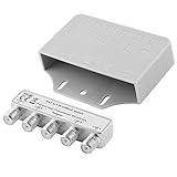 BestPlug Digital Sat Schalter Umschalter für Satelliten-Anlagen, DiSEqC 2.0, 1 Receiver Anschluss und 4 LNB Anschluss, geeignet für 3D SD HD FullHD UHD 4K, Metallausführung