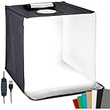 Somikon Lichtzelt Fotobox: Fotobox zum Fotografieren, faltbar, mit LED-Licht, 40 x 40 x 40 cm (für Produkt, mit Helligkeit)
