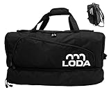 LODA Team (68L) Multifunktions-Sporttasche - Vielseitig & Robust, Rucksackfunktion, Schuh- & Nassfach, Ideal für Sport, Freizeit & Reisen, 68L, Schwarz