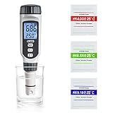 PH Messgerät, Dr.meter pH Meter Genauigkeit pH ±0,01, Messbereich pH 0-14, Digitaler PH Tester mit LCD Ideal für Trinkwasser,Schwimmbad,Aquarium,Fischteich,Pool,Spa oder Labor