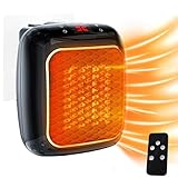 ZUSKYZU Steckdosen Heizlüfter mit Fernbedienung,Mini Keramik Heizlüfter Bad Energiesparend Leise Heizung1200W Heizstrahler mit 12h Timer Thermostat Überhitzungsschutz für Schlafzimmer Büro