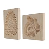 Keksformen aus Holz – 3D-geschnitzte Buchenholz-Keksformen, Pressstempel für Zuhause, 3D-Eichhörnchen und Tannenzapfen, Stempelform für Anfänger, Ostern, Halloween, Weihnachten, Dessert, Party, Urlaub