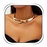 Handcess Chunky Halskette Gold Choker Halsketten Punk Dicke Halskette für Frauen, Einheitsgröße, Metall, Kein Edelstein